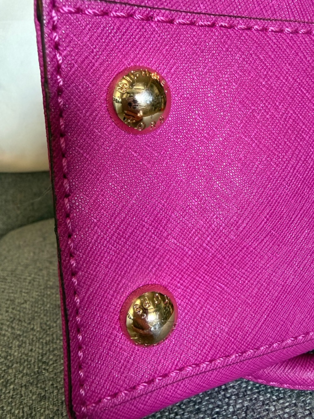 Michael Kors Fuchsia Saffiano Satchel with Gold Hardware - Picture 4 of 9